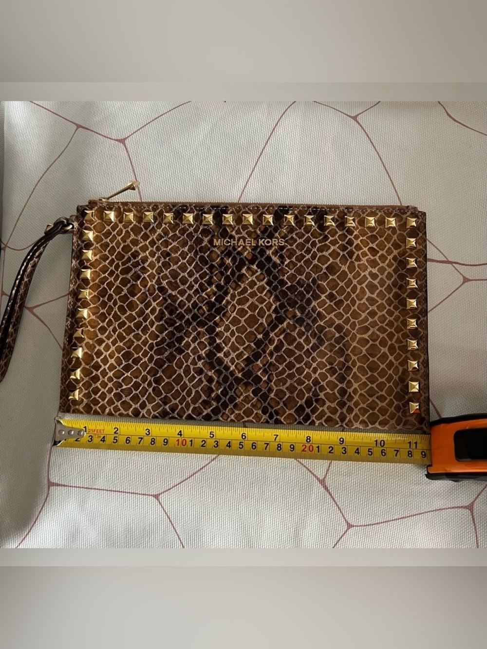 Michael Kors Brown Snake-Print Clutch/Wristlet